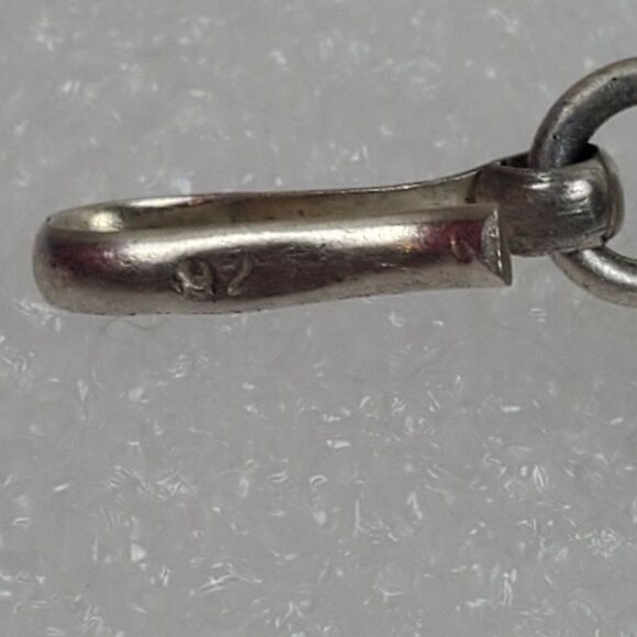 Sterling Silver 925 Opalite Glass Cabochon Panel Bead Link Bracelet Chunky 7.25" - Picture 10 of 15